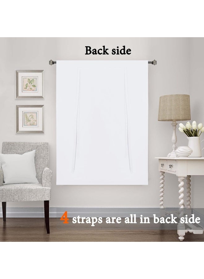 H.VERSAILTEX HVERSAILTEX Pure White Curtain Thermal Insulated Tie Up Window Shade Light Blocking Curtains for Bathroom Rod Pocket Panel 42in Wide by 63in Long - Image 3