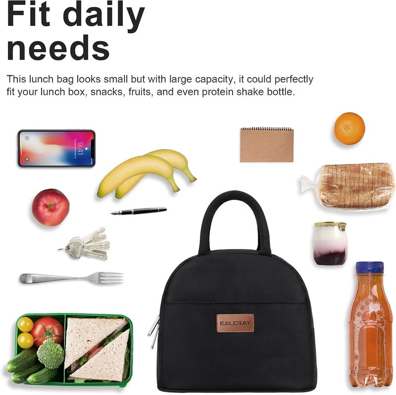 Lunch Bag for Women Men Insulated Lunch Box for Adult Reusable Lunch Tote Bag for Work, Picnic or Travel (Solid Black) - Image 5