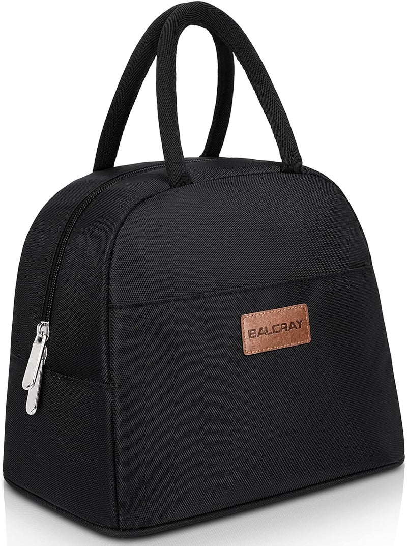Lunch Bag for Women Men Insulated Lunch Box for Adult Reusable Lunch Tote Bag for Work, Picnic or Travel (Solid Black) - Image 1
