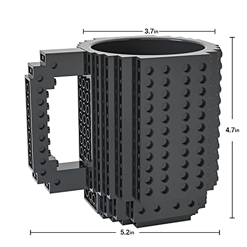 DAYMOO Build on Brick Mug, Cool Coffee Mugs for Kids, Creative Novelty Building Block Cups, Funny Coffee Mug for Men Adults Women Xmas Christmas - Black - Image 2