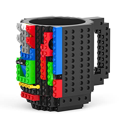 DAYMOO Build on Brick Mug, Cool Coffee Mugs for Kids, Creative Novelty Building Block Cups, Funny Coffee Mug for Men Adults Women Xmas Christmas - Black - Image 5