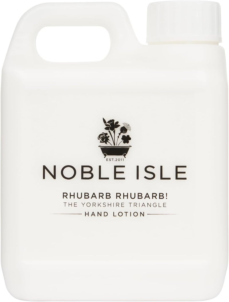 Noble Isle Hand Moisturiser Luxury Hand Lotion Refill For Men Women Antiage Vegan Friendly Real Perfume Britain In A Bottle Hand Cream Made in the UK 1L Refill Pack Rhubarb