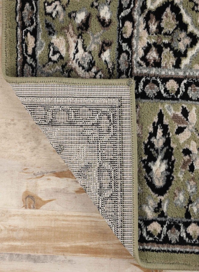 سوبيريور سجادة ممر داخلية فاخرة، ظهرها من الجوت، مثالية للمداخل، المكاتب، غرف المعيشة/الطعام، غرف النوم، المطابخ، الأرضيات الخشبية، ديكور مزخرف بنقوش زهرية، مجموعة رادكليف، 2 قدم و7 بوصات × 10 أقدام، أخضر - Image 5