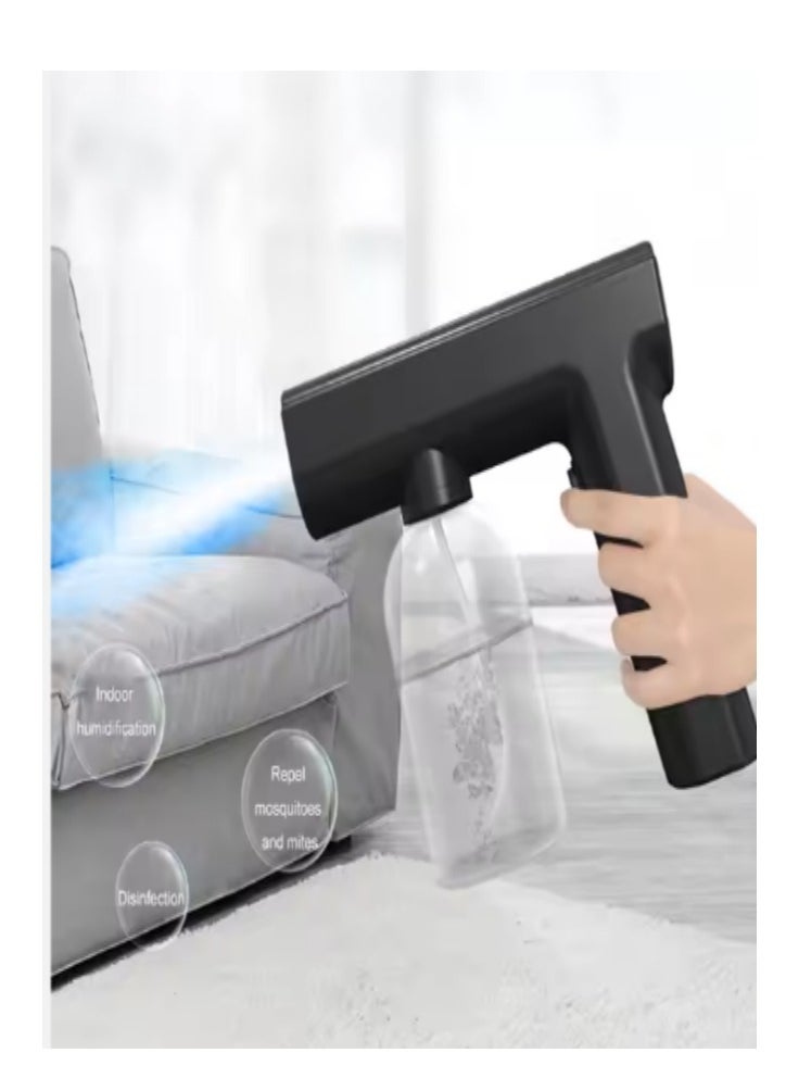 DUNISO Handheld spray disinfection gun, portable rechargeable nano spray atomizer, with blue light, suitable for home office garden, 240ml, black  - Image 5
