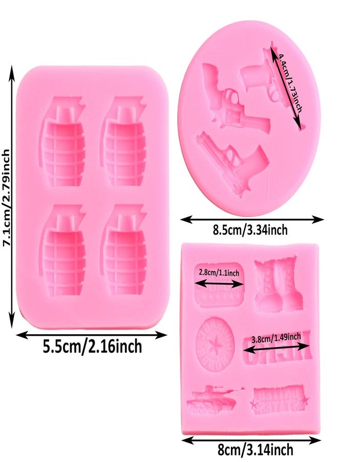 Mujiang Soldier Hero Army Tank Silicone Molds Handgun Pistol Grenade Fondant Mold For Cake Decorating Candy Chocolate DIY Sugar Crafting Gum Paste Set Of 3 - Image 2