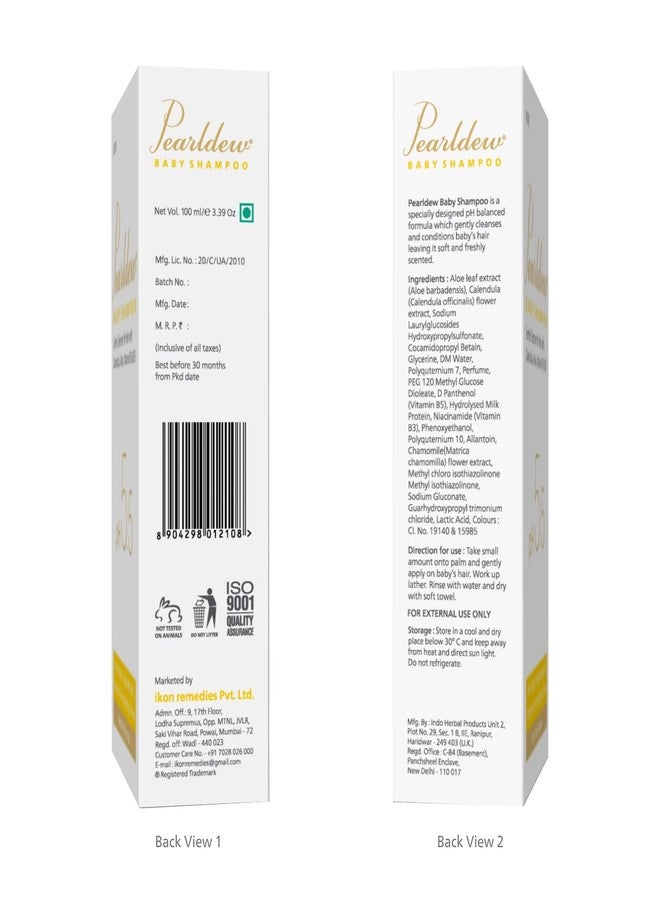 Pearldew Baby Shampoo 100 ml | With Calendula, Aloe Vera, and Vitamin B3 & B5 | pH 5.5 | Paraben Free | Sulphate Free | Formaldehyde Free | Pure & Gentle Tears Free Formula (Pack of 2) - Image 3