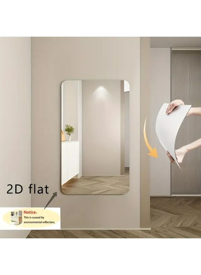 1 PC Frameless Self Adhesive Soft Classic Acrylic Full Length Vertical Rectangular Mirror 11.81 X 23.62 Inch Large Wall Mirror For Bathroom Bedroom Wardrobe Gym Easy Peel And Stick Installation Space Saving Modern Home Decor No Frame Or Hardware Needed Decorative Wall Mirror Living Room Dorm Room Essentials Apartment Decor - Image 3