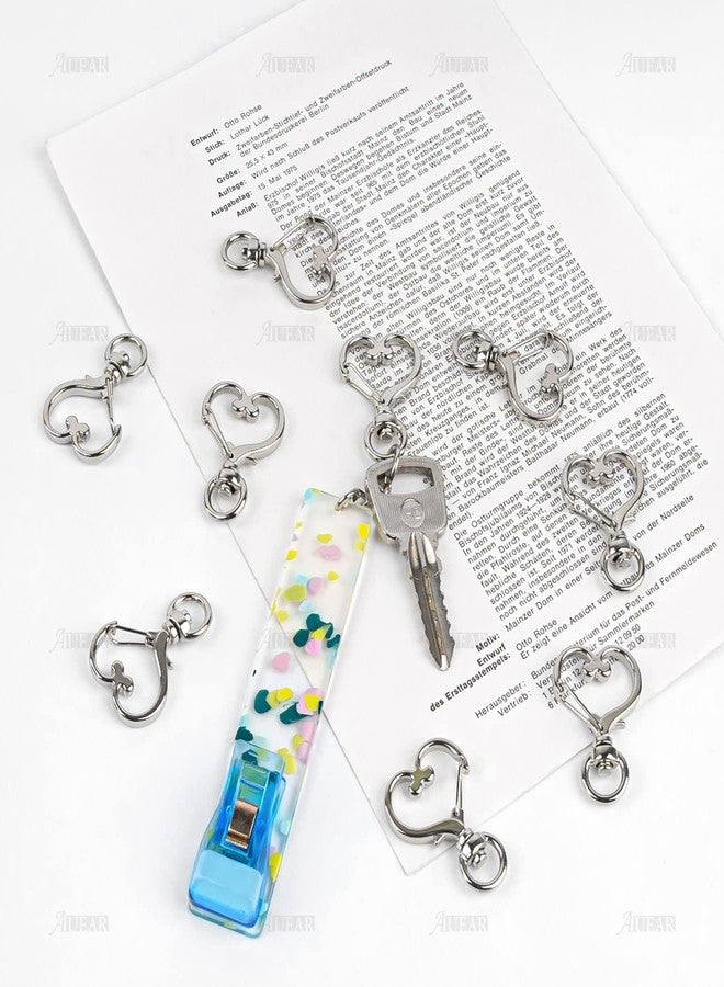 AUEAR, Keychain Clip Metal Spring Snap for DIY Hanging Buckle and Bag Accessories Creative Key Ring (50 Pack, Heart Shape Design, Silver) - Image 4
