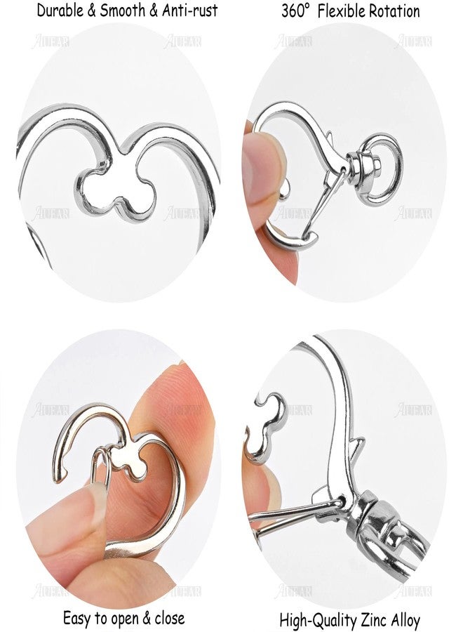 AUEAR, Keychain Clip Metal Spring Snap for DIY Hanging Buckle and Bag Accessories Creative Key Ring (50 Pack, Heart Shape Design, Silver) - Image 2