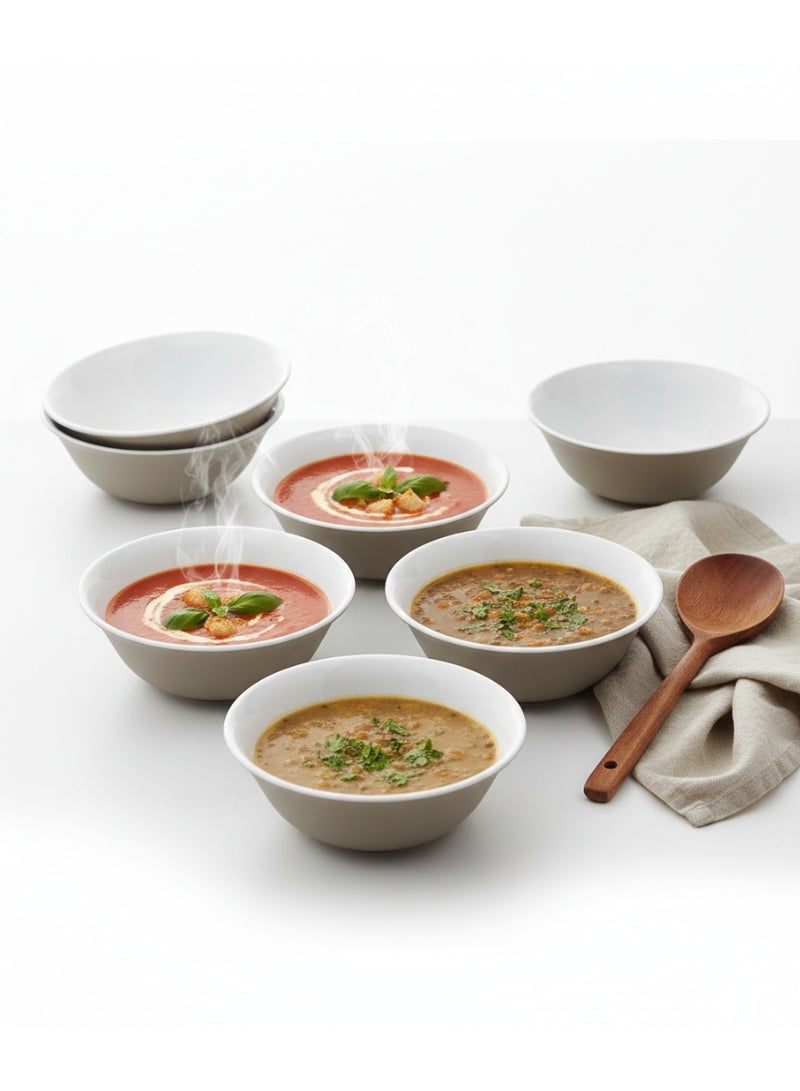 British Chef 6 Pieces Plain White Soup Bowl Set | Dishwasher & Microwave Safe | Chip & Scratch Resistant | 100% Vegetarian & Bone Ash-Free, White - Image 2