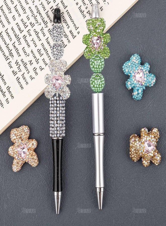 AUEAR, 8 Pack Rhinestone Focal Beads for Beadable Pens, Bear Shaped Bling Glitter Sparkle Diamond Large Spacer Beads for Jewelry Bracelet DIY Crafts Keychain Making - Image 3
