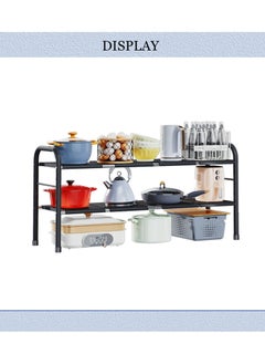 Magic Park Under Sink Kitchen Rack Cabinet Shelf Organizer 2 Tier Kitchen Sink Dish Rack with 8 Removable Panels Under Shelf Storage Organize Holder for Kitchen Bathroom Black  - Image 3