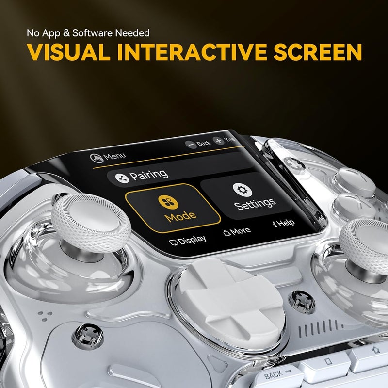 ManbaOne Interactive Screen Wireless Gaming Controller for PC/Switch/Switch 2/iOS/Android,Hall Effect Stick & Trigger,RGB Lighting,Remappable Buttons,1800mAh with Charging Dock (White) - Image 2