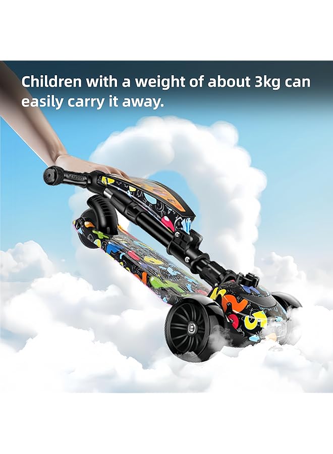 WEMART 2 In 1 Kick Scooter Adjustable Height Foldable Scooter Removable Seat 3 Led Light Wheels And Anti Slip Deck Outdoor Activities For Boys Girls Ages 3 8 - Image 2