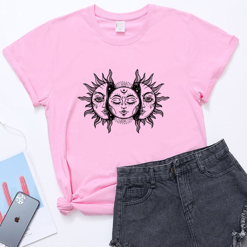 Helios Art Printed in stock Crewneck T-Shirt Cross-border plus size European and American Men's and Women's Trendy Short Sleeve - Image 1