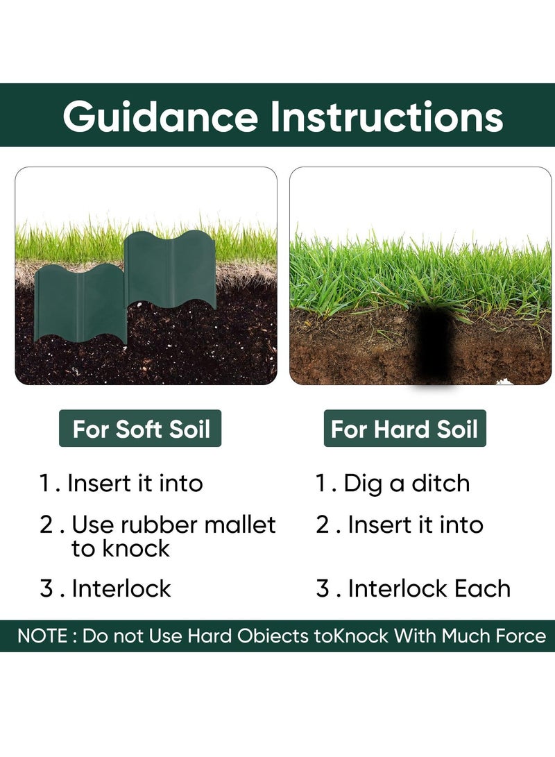Generic 20Pcs Garden Edging Border Kit 10FT Fence Edgings Landscape Border No Dig Landscape Edging Decorative Interlocking for DIY  for Landscaping Lawn Flower Beds Grass Yard Walkway Green  - Image 2