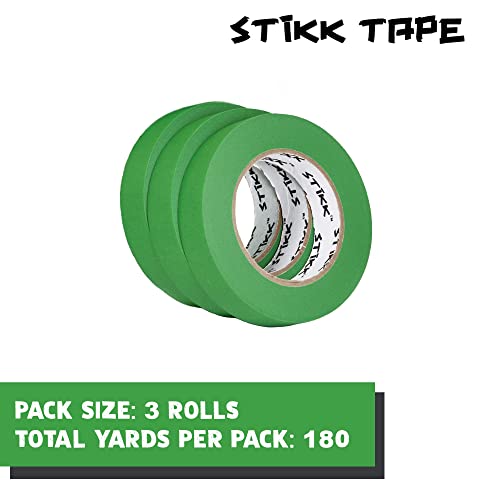 STIKK Painters Tape - 3pk Green Painter Tape - 1 inch x 60 Yards - Paint Tape for Painting, Edges, Trim, Ceilings - Masking Tape for DIY Paint Projects - Residue-Free Painting Tape - Image 3
