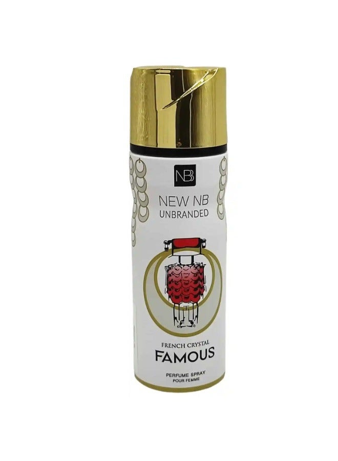 NEW NB Unbranded French Crystal Famous Deodorant Spray Pour Femme - 200ml | Luxurious Women’s Deodorant Spray | 200ml Deodorant Spray - Image 1