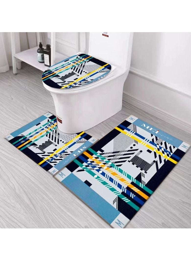 Mei Lifestyle - 3 PCS Set Of Non Slip Bathroom Rug Made With Soft Material  Which Fit Around Most Toilets With Beautiful Design - Image 1