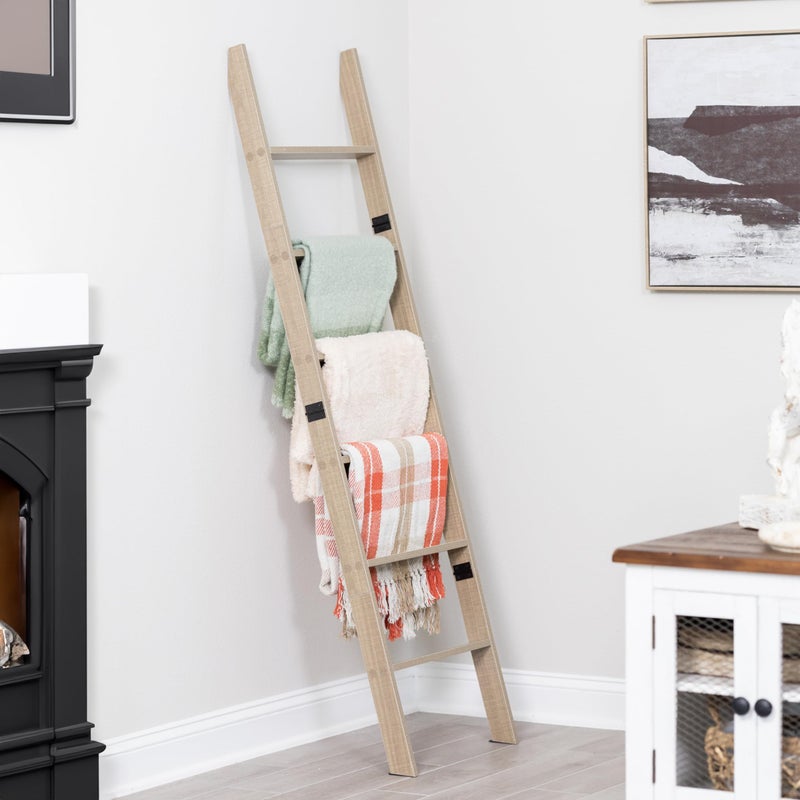 RELODECOR Blanket Ladder for Living Room and Bedroom, 5ft 8 inch, 6-Tier Wall Leaning Laminate No-Snag Construction (Smokey Oak) Rustic Decorative Farmhouse Blanket Storage, Quilt Rack, Ladder Shelf - Image 1