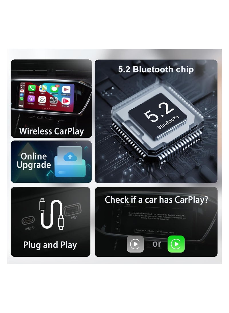 SOLARAE Wireless CarPlay Adapter, 2024 New Upgrades Wired to Wireless CarPlay Dongle Carplay, Support Online Update,No delay Plug & Play only for All Factory Wired CarPlay Cars - Image 5