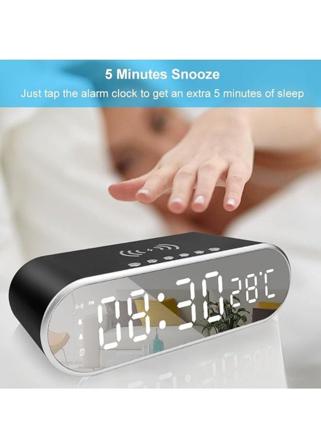 Vitacelli Alarm Clock with Wireless Charging, New 15W Faster Charging, Alarm Clocks for Heavy Sleepers Adults, Digital Alarm Clock for Bedroom, Home, or Office (Black)  - Image 5