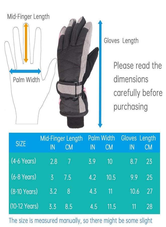 XTACER Kids Ski Snow Gloves Snowboard Winter Warm Cold Weather Gloves for Boys Girls Children (Black & Gray,6-8 Years) - Image 5