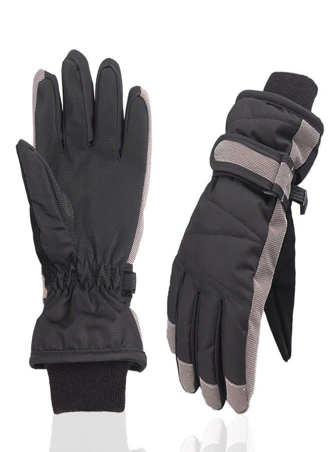 XTACER Kids Ski Snow Gloves Snowboard Winter Warm Cold Weather Gloves for Boys Girls Children (Black & Gray,6-8 Years) - Image 1