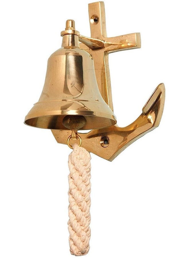 Handmade Vintage Solid Brass Door Bell with Cord & Ship Anchor | Nautical Wall Hanging Décor | Unique Pirate Ship Marine Decor Gift By UK SURVEY INST - Image 1
