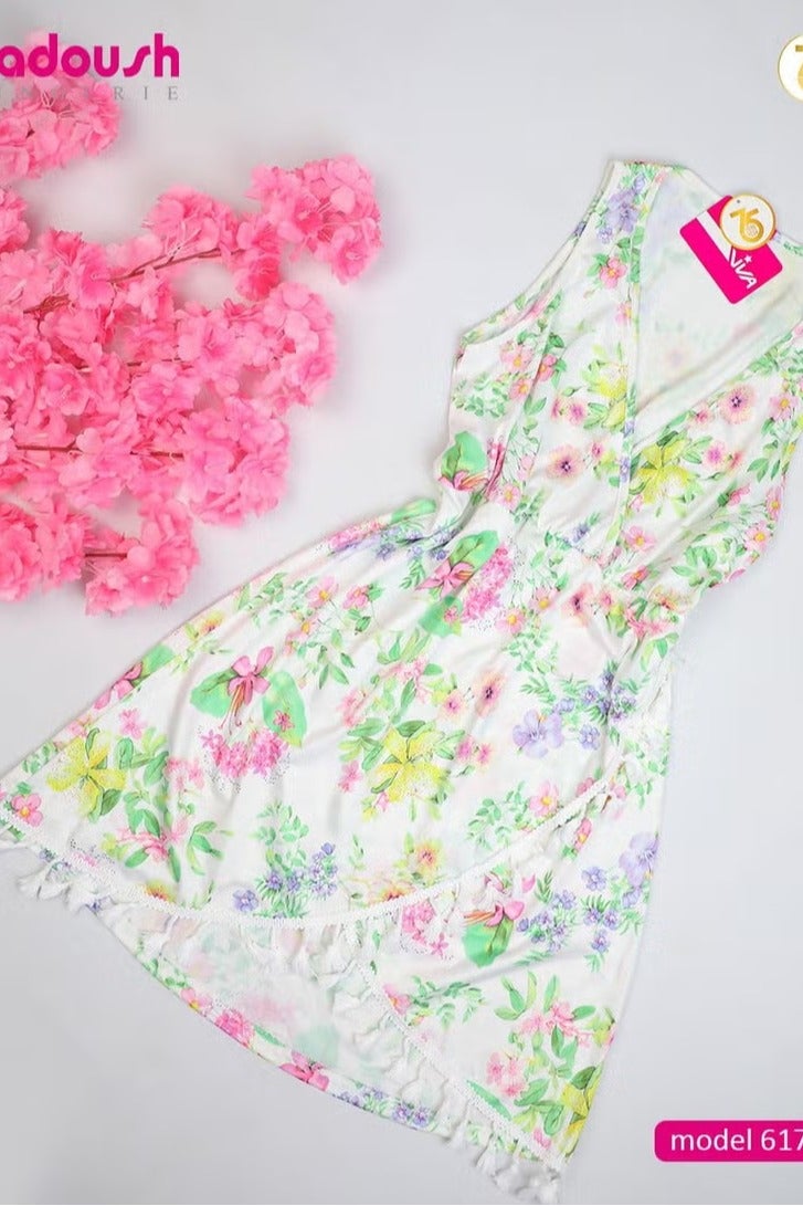 Dadoush Soft and breathable polyester nightgown featuring a delicate floral print - perfect for comfort and style at home. - Image 5