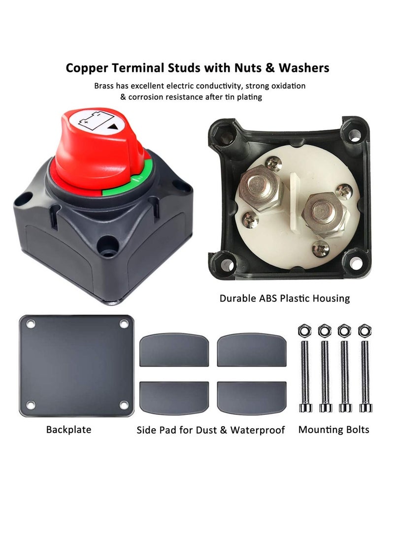 Zikra Battery Disconnect Switch Master, Master Isolator, 12V-48V Waterproof Power Isolator On-Off Kill 275Amps High Current for Car RV Marine Boat Truck ATV Vehicles (On/Off) - Image 2