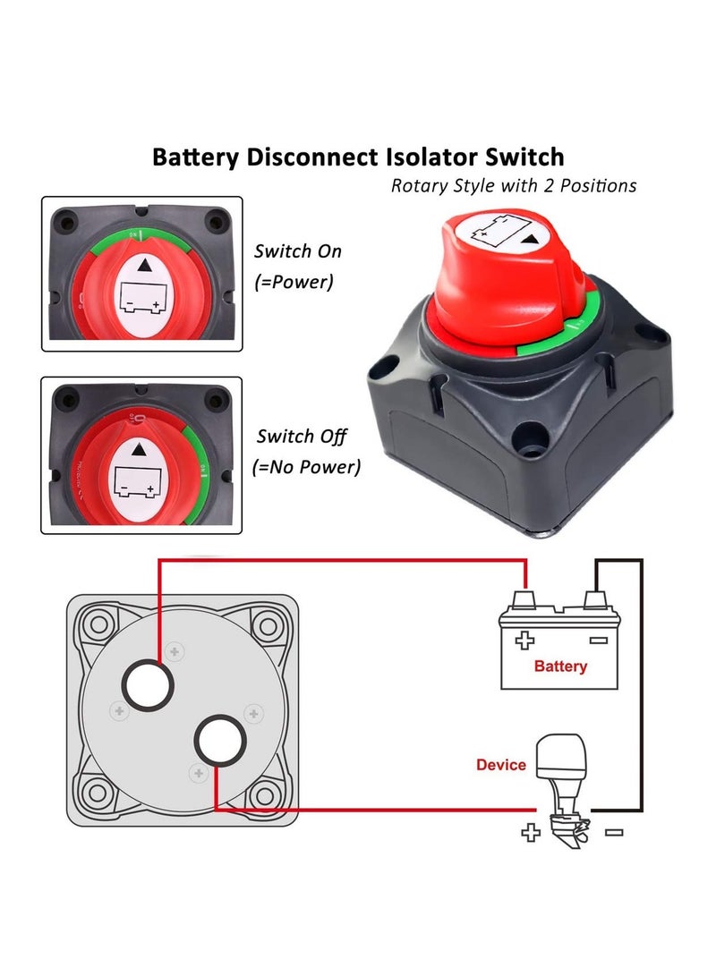 Zikra Battery Disconnect Switch Master, Master Isolator, 12V-48V Waterproof Power Isolator On-Off Kill 275Amps High Current for Car RV Marine Boat Truck ATV Vehicles (On/Off) - Image 3