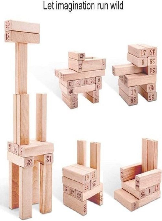 Wooden Blocks Game for Kids,Game Traditional Blocks Truth and Dare Game for Everyone 54Wooden Blocks with Dices - Image 2
