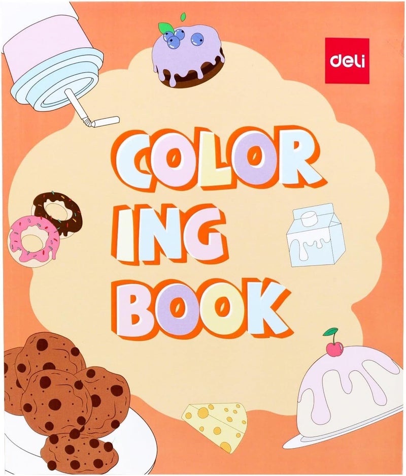 Deli 12-Sheets Coloring Book - Assorted Designs, 210 x 180 mm - Image 1