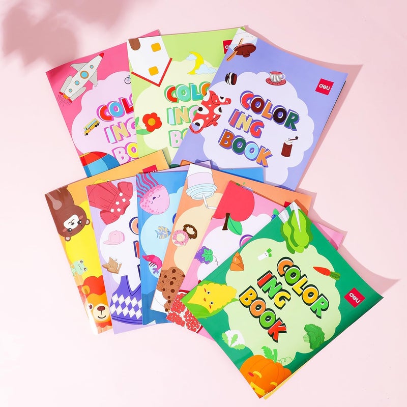 Deli 12-Sheets Coloring Book - Assorted Designs, 210 x 180 mm - Image 3