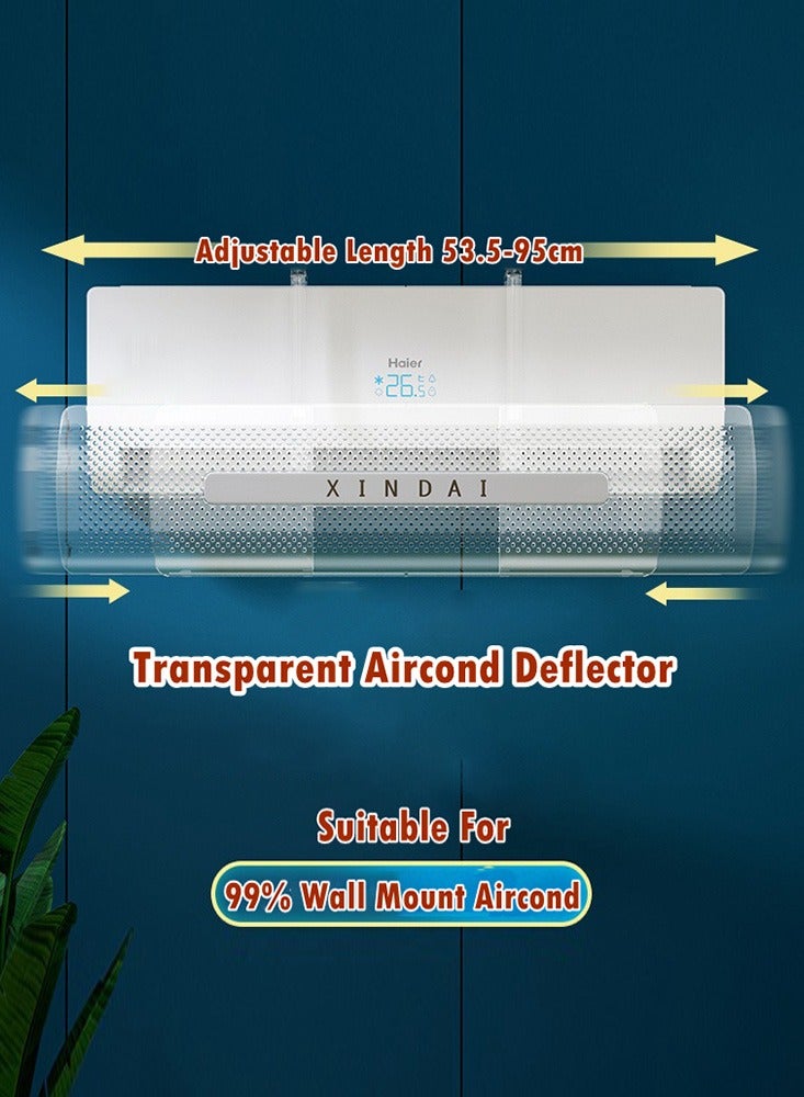 Adjustable Air Conditioner Deflector PET/transparent – Telescopic Wind Shield for Optimized Airflow Control, Block Cold Air and Prevent Direct Blowing - Image 1
