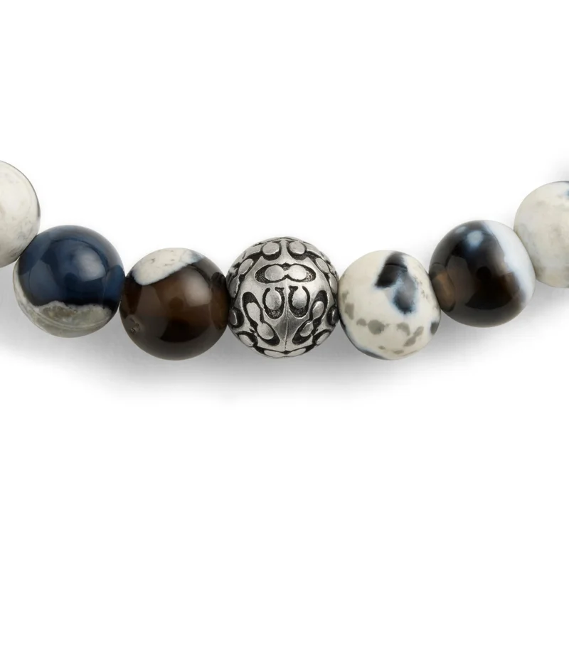 COACH Men's Sterling Silver Signature Mixed Agate Beaded