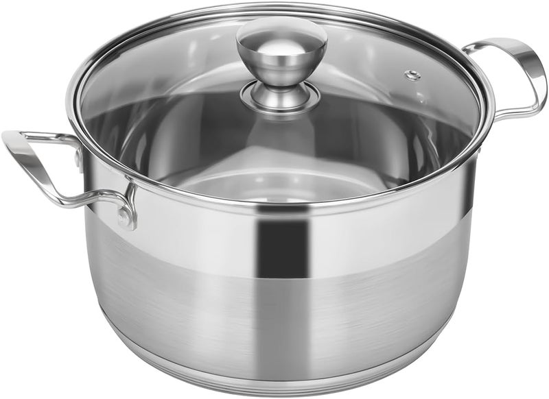 Ohtomber 8 Quart Stock Pot - Stainless Steel Large Cooking Induction Pot with Lid for Pasta, Soup, Spaghetti, Nonstick Thick Base Deep Stockpot, Kitchen Cookware for Stew, Simmer, Boiling, Canning - Image 1