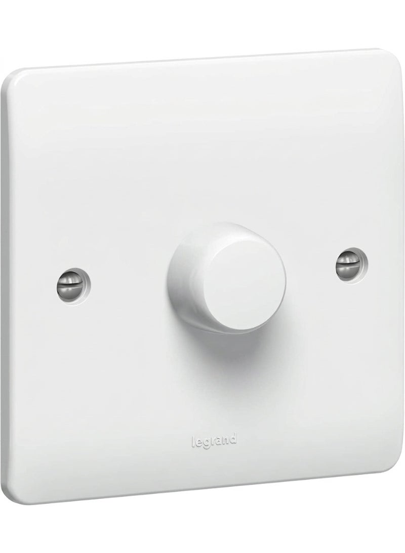 Legrand Synergy Rotary Dimmer Switch 1000W, 100-240V, 50/60Hz, 1 Gang, White, Push On/Off Lighting Control, Model 730150