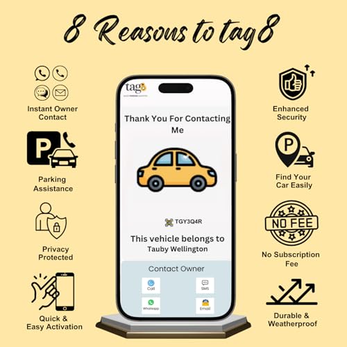 Tag8 Vehicle Emergency Contact QR Tag – Windshield Sticker with Owner Info | No App Needed | Scan to Contact | Durable, Weatherproof, Easy to Use, Parking & Safety Assistance - Image 3