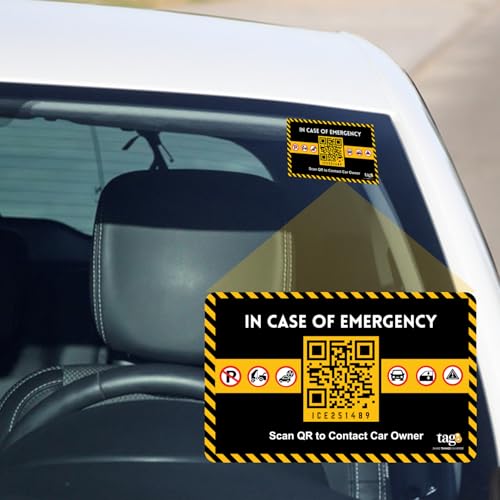Tag8 Vehicle Emergency Contact QR Tag – Windshield Sticker with Owner Info | No App Needed | Scan to Contact | Durable, Weatherproof, Easy to Use, Parking & Safety Assistance - Image 1