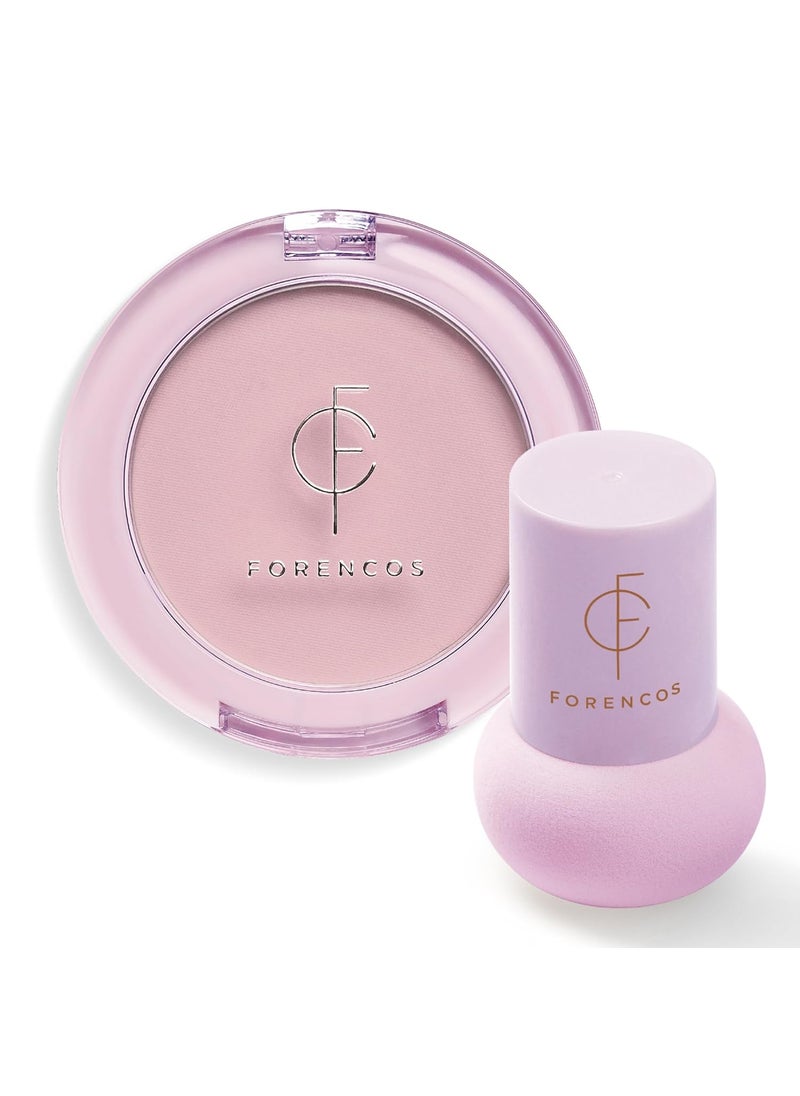 Forencos FORENCOS Matte Blush Set Puff Included Long Lasting Korean Blush Power Zero Sebum Shine Flawless Finish Easy Blending Lightweight  No Cakey Residue PURE FOG 
