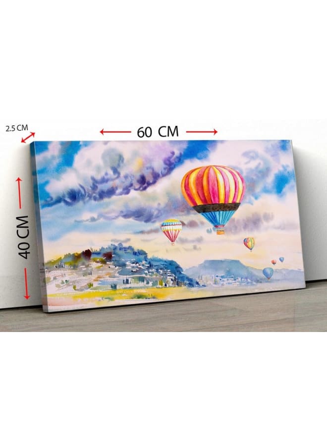 Home Gallery Canvas Wall Art, Abstract Framed Portrait of hot air balloon on mountain village and blue sky cloud 120 W x 80 H x 2 D  - Image 5