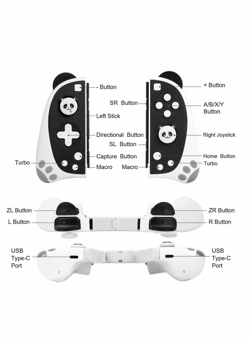 Y&D Switch Wireless Controller for Bluetooth Gamepad Kawaii Accessories, Handle+Cover+Stand, Panda  - Image 3