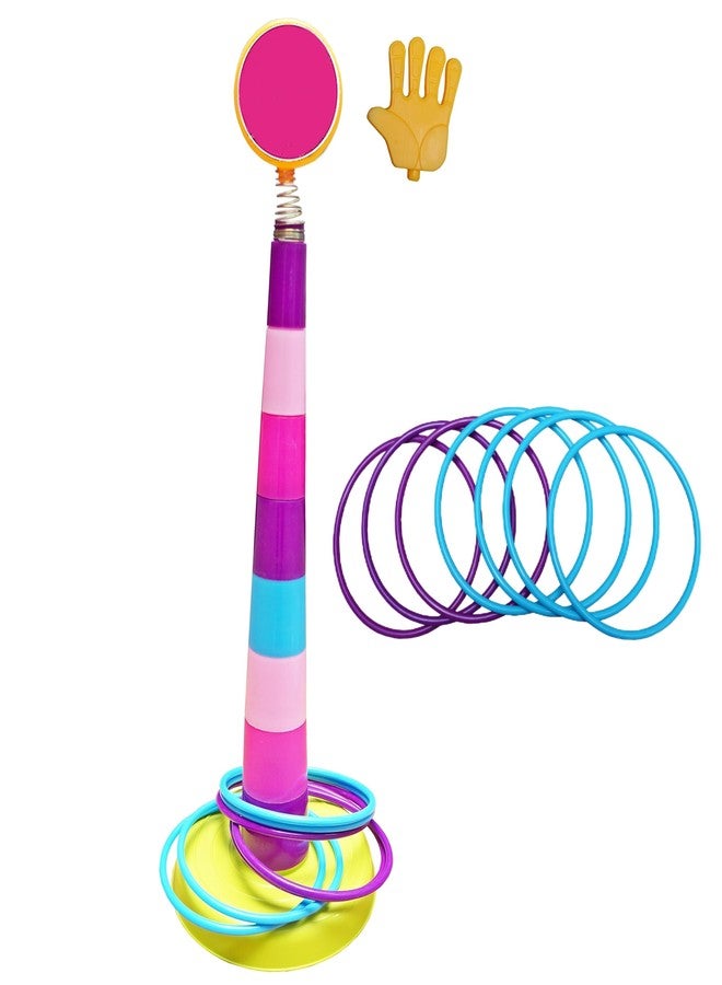 MUREN® 2 in 1 Ring Toss Game for Kids 4 to 8 Years, Hoopla Ring Game Shape Sorter Color Recognition Aim and Strike Outdoor Toys & Game-Hoppy loppy-Random Design - Image 1