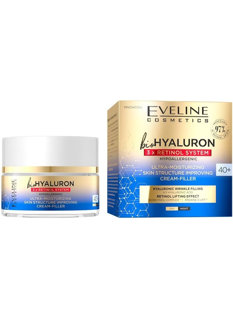 EVELINE COSMETICS Bio Hyaluron 3x Retinol System for Day and Night for age 40+ from Eveline Cosmetics, 50 ml - Image 1