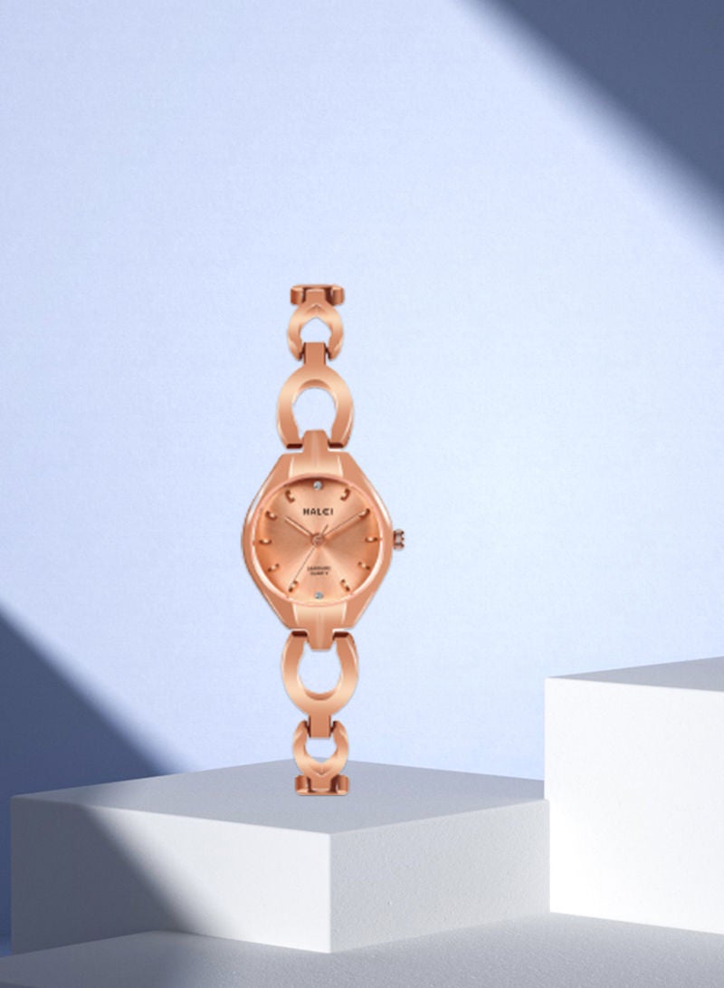 هالي ساعة هارلي النسائية فاخرة خفيفة بسوار 5006L - 22مم - ذهبي - كرونوغراف - مقاومة للماء والصدمات - Image 5