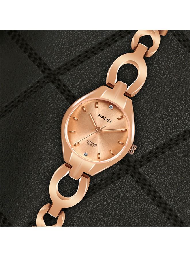 هالي ساعة هارلي النسائية فاخرة خفيفة بسوار 5006L - 22مم - ذهبي - كرونوغراف - مقاومة للماء والصدمات - Image 4