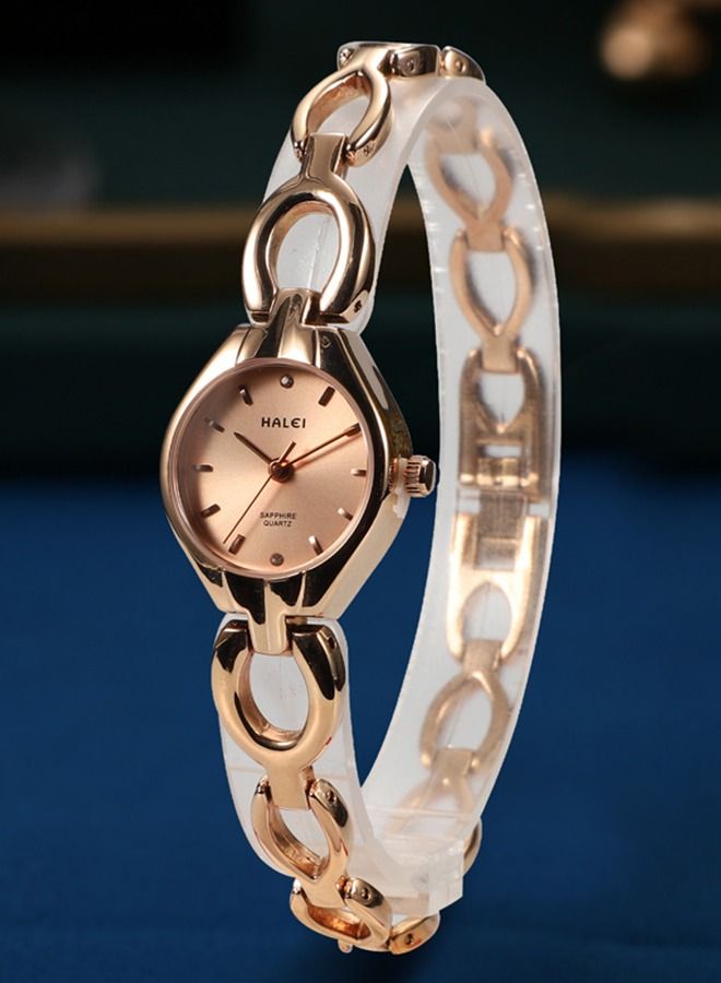 هالي ساعة هارلي النسائية فاخرة خفيفة بسوار 5006L - 22مم - ذهبي - كرونوغراف - مقاومة للماء والصدمات - Image 1