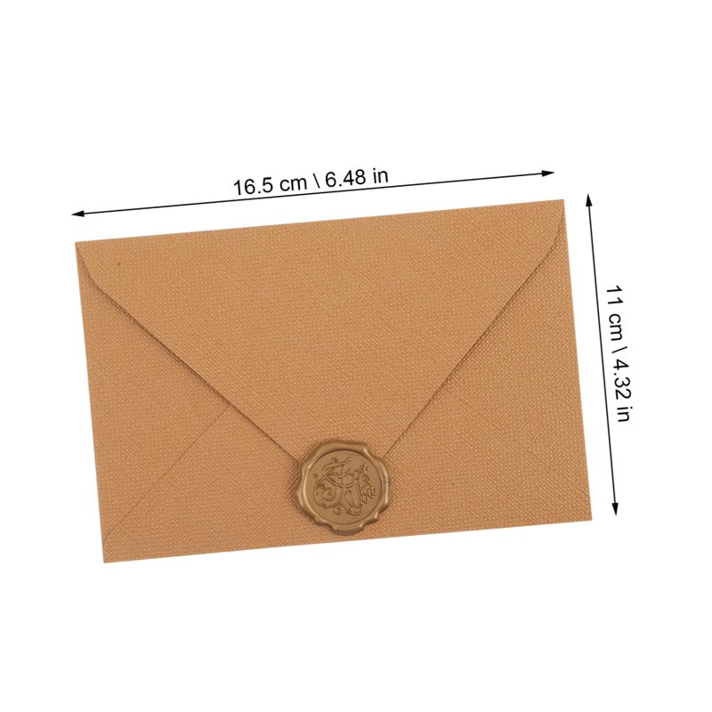 Vintage Blessing Card Envelopes Light Brown Set Of 6 For Wedding Invitations Wax Seal - Image 3